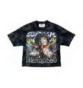 "Sinner Club" Boxy Graphic Crop Tee – Shadow Floral Wash