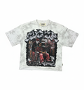 "Sinner Club" Boxy Graphic Crop Tee – Frost Grey Acid Wash