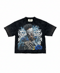 "Electric Rose" Boxy Graphic Crop Tee – Midnight Smoke Wash