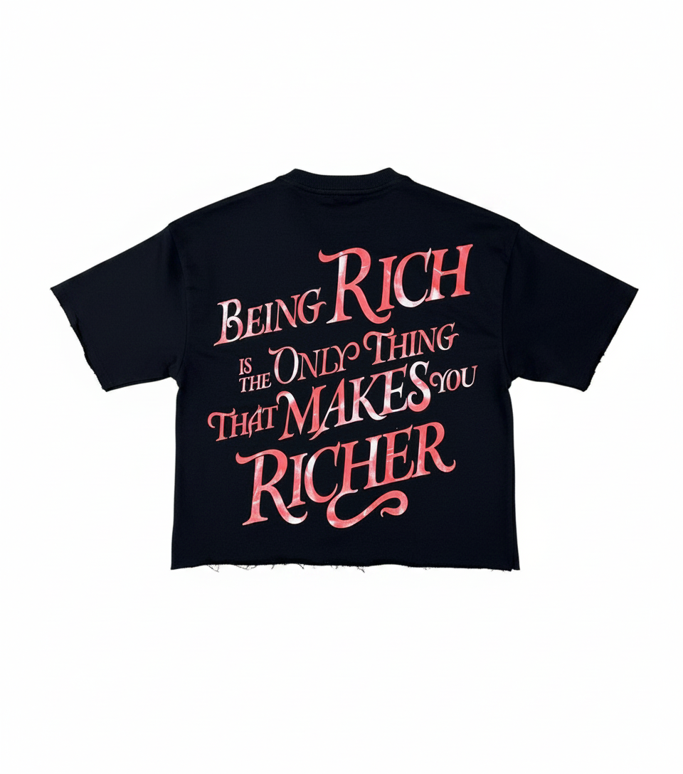 "Richer" Graphic Crop Tee – Jet Black