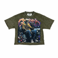 "Grassed" Graphic Crop Tee – Olive Green