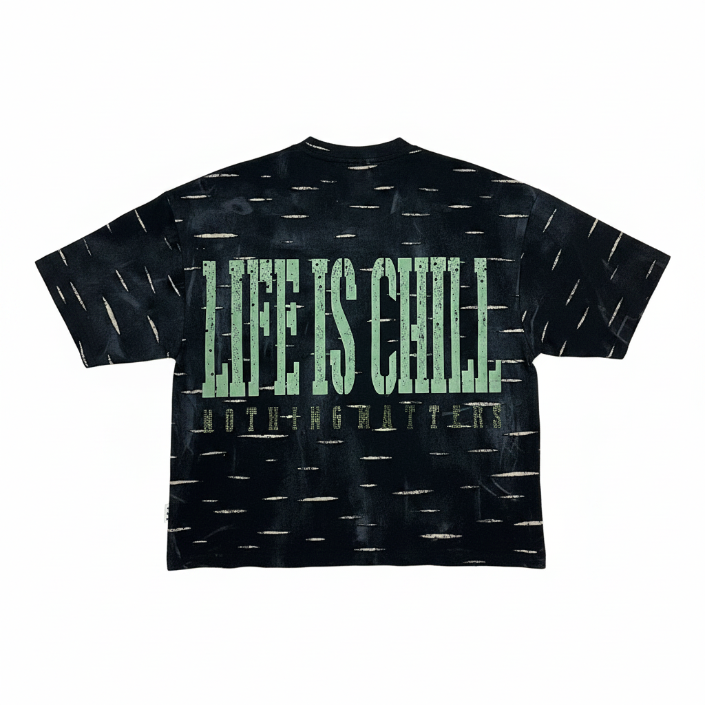 "Chillin" Graphic Crop Tee – Midnight Amethyst Wash