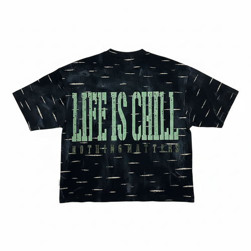 "Chillin" Graphic Crop Tee – Midnight Amethyst Wash