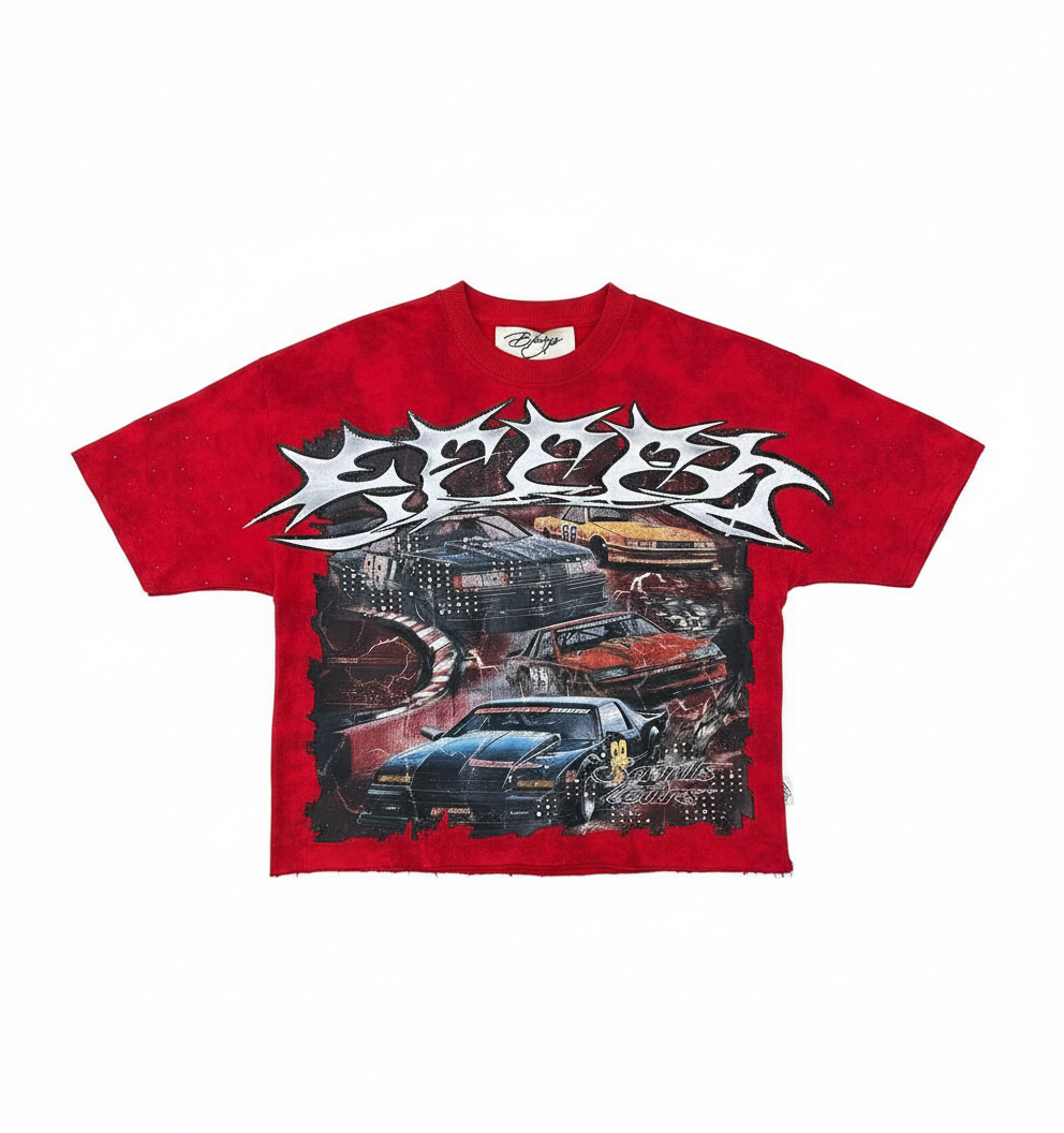 "Speed" Graphic Crop Tee – Red