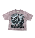 "No Rules" Dual-Clown Boxy Crop Tee – Dust Rose Acid Wash